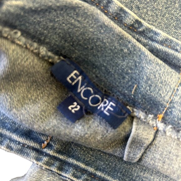 VTG Encore Denim Flare Maxi Skirt Size 22 Paneled Faded Wash Y2K - Picture 6 of 6